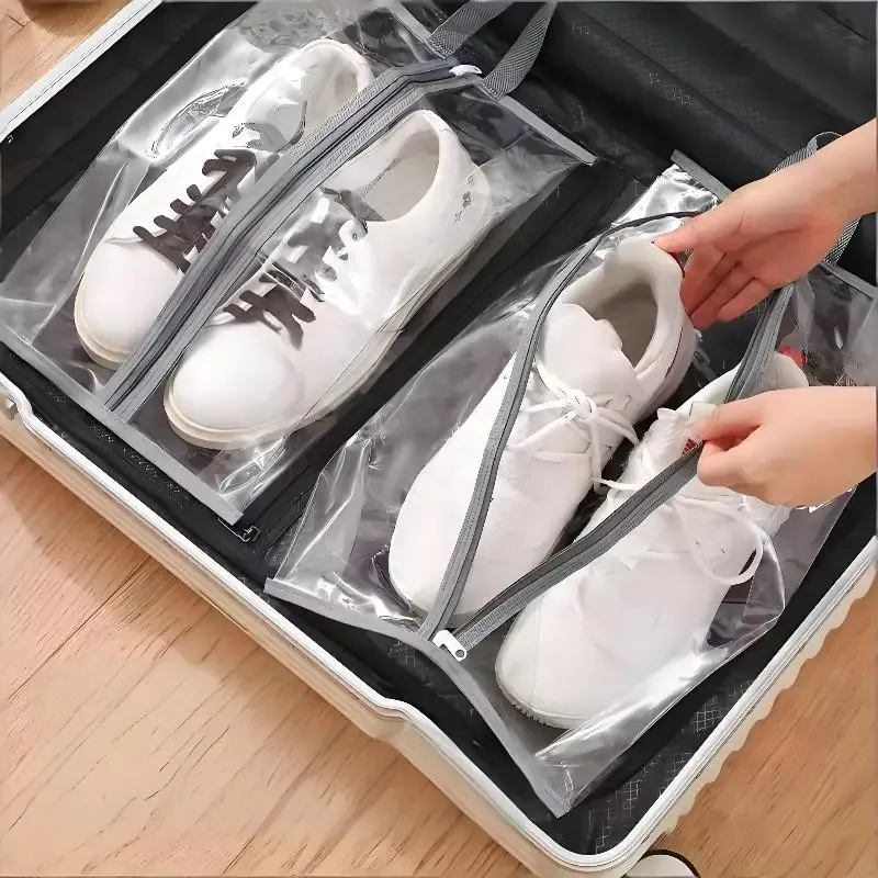 Sacs à chaussures transparents et imperméables (lot de 1 ou 10), solution de rangement pour chaussons, baskets et sandales, pour la maison et les voyages 5