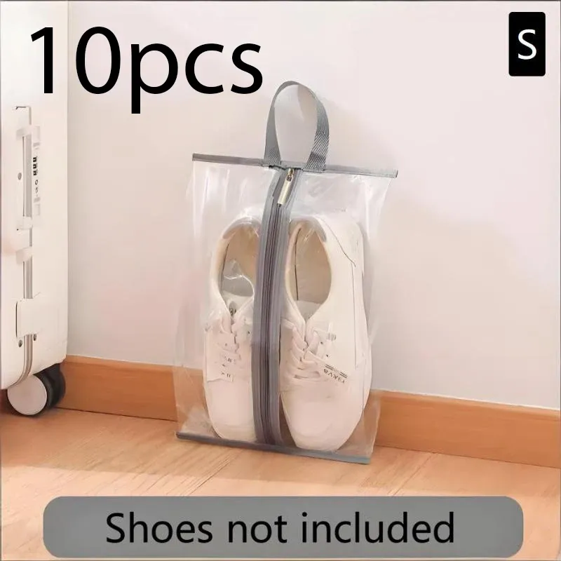 Sacs à chaussures transparents et imperméables (lot de 1 ou 10), solution de rangement pour chaussons, baskets et sandales, pour la maison et les voyages 10
