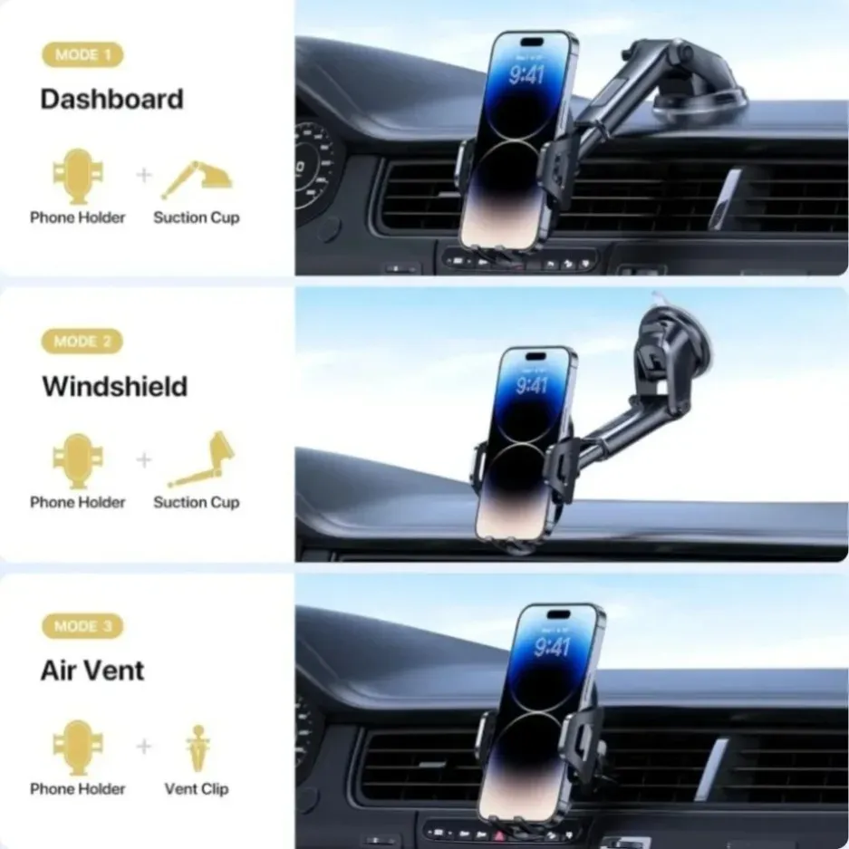Support universel pour téléphone de voiture à ventouse, compatible tableau de bord, pare-brise et grille d'aération, pour iPhone, Samsung et Xiaomi 3