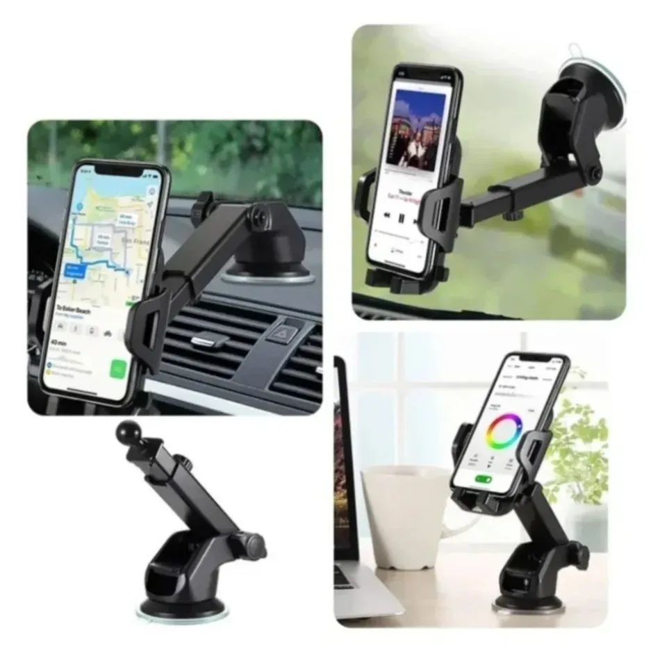 Support universel pour téléphone de voiture à ventouse, compatible tableau de bord, pare-brise et grille d'aération, pour iPhone, Samsung et Xiaomi 2
