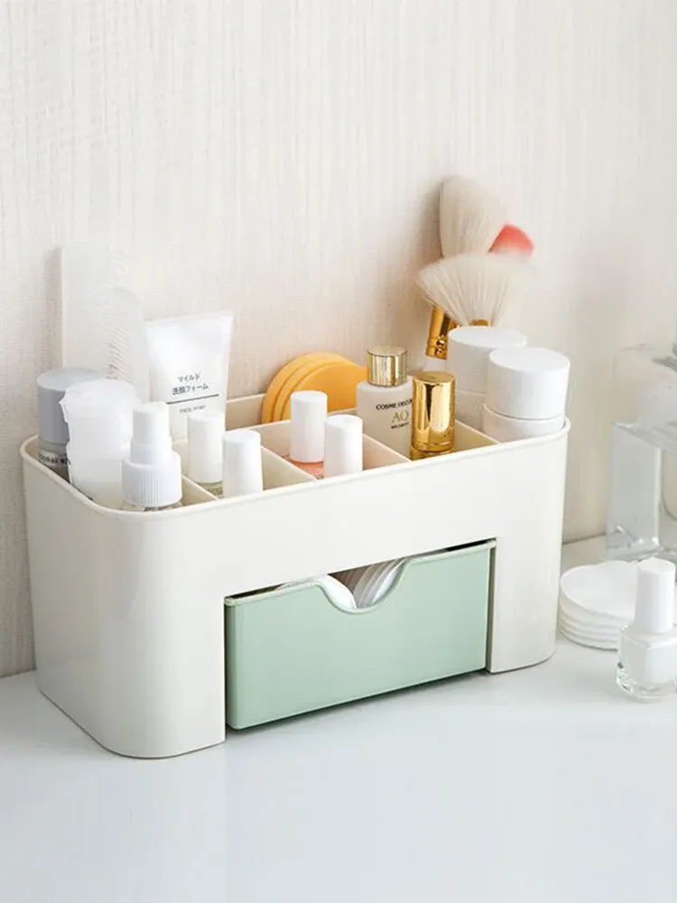Boîte de rangement acrylique pour maquillage, vue d'ensemble