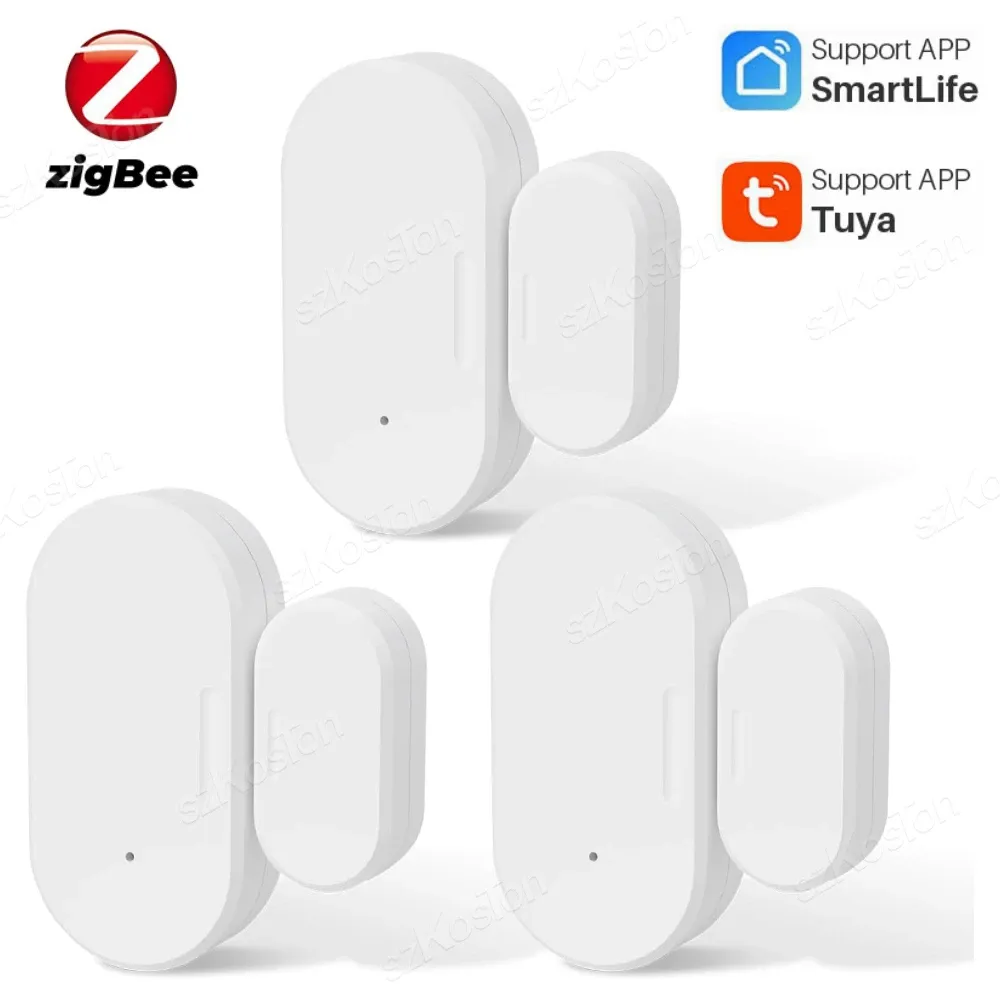 Capteur de porte et fenêtre intelligent Tuya ZigBee, détecteur d'ouverture et de fermeture pour système d'alarme de sécurité domestique, compatible Alexa et Google