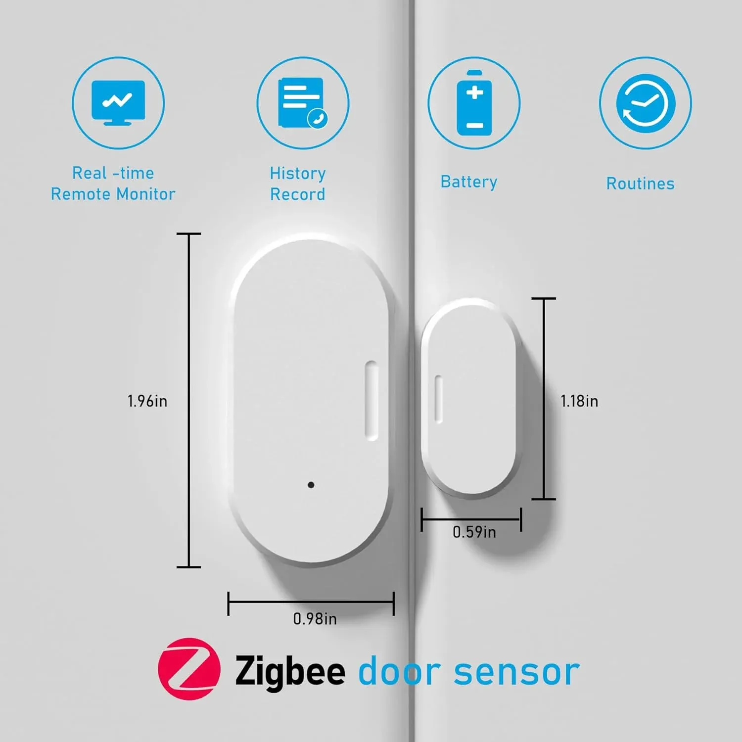 Capteur de porte et fenêtre intelligent Tuya ZigBee, détecteur d'ouverture et de fermeture pour système d'alarme de sécurité domestique, compatible Alexa et Google 2