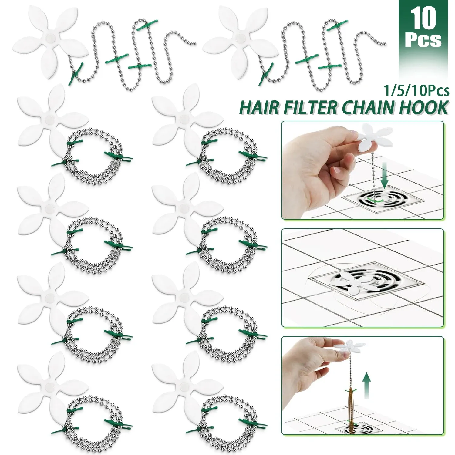 Lot de 1, 5 ou 10 filtres à cheveux en forme de fleur pour douche et évier - Image 1