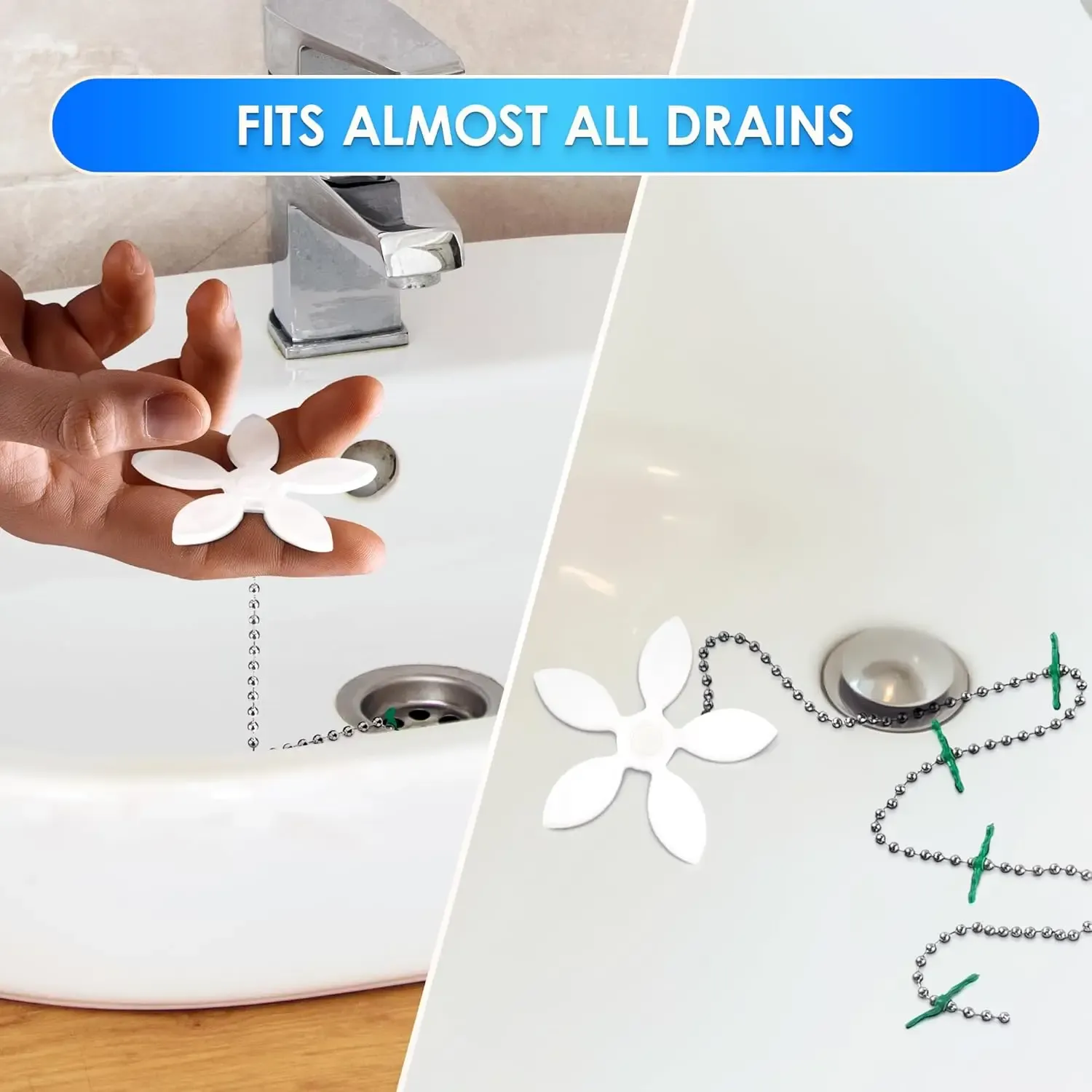 Lot de 1, 5 ou 10 filtres à cheveux en forme de fleur pour douche et évier 3