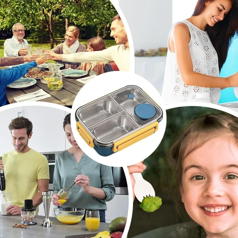Boîte à déjeuner ouverte montrant les compartiments