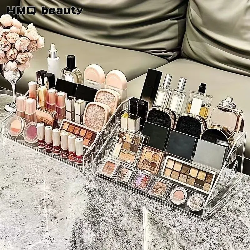 Présentoir cosmétique transparent multi-niveaux