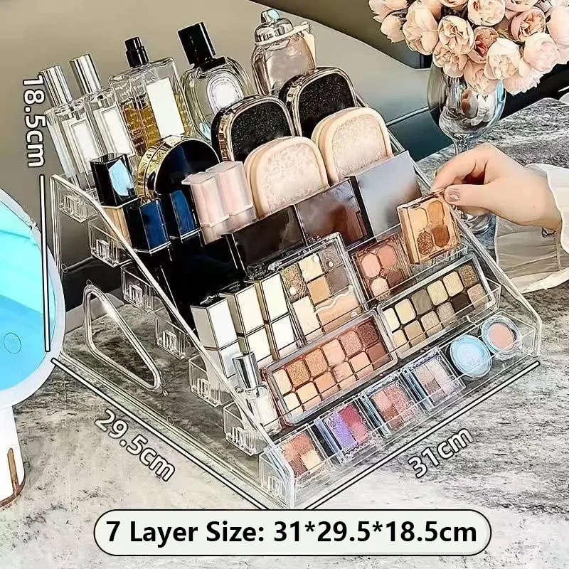 Organisateur de cosmétiques transparent à plusieurs niveaux 7