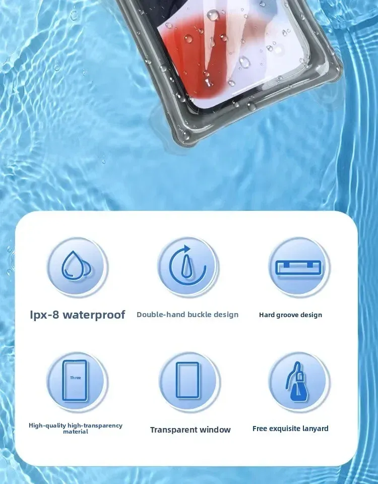 Détail de la pochette étanche pour téléphone