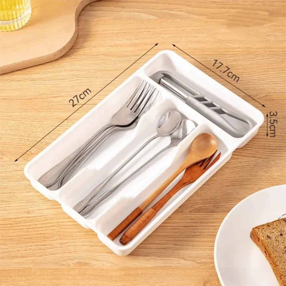 Organisateur de couverts rectangulaire à 4/5 compartiments, plateau séparateur de tiroir facile à nettoyer, plateau à ustensiles de cuisine de qualité 9