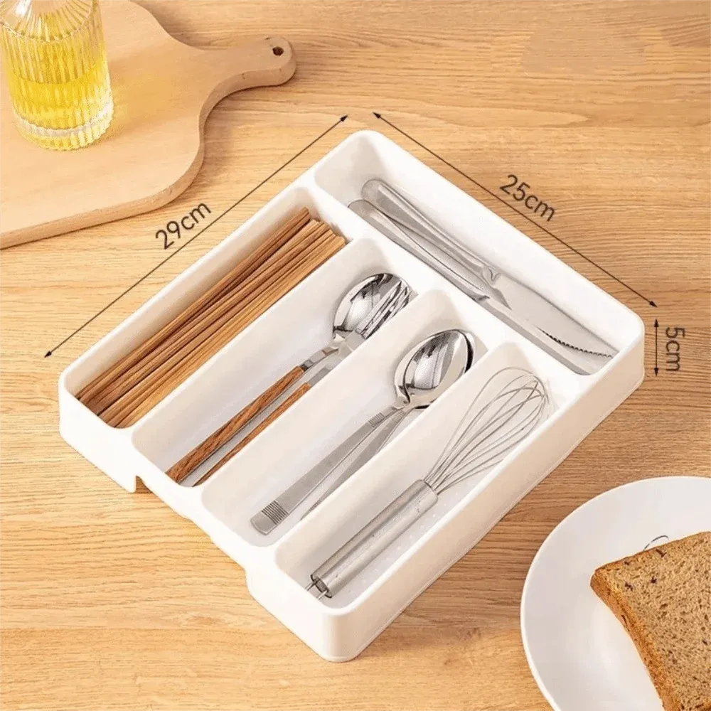 Organisateur de couverts rectangulaire à 4/5 compartiments, plateau séparateur de tiroir facile à nettoyer, plateau à ustensiles de cuisine de qualité 7
