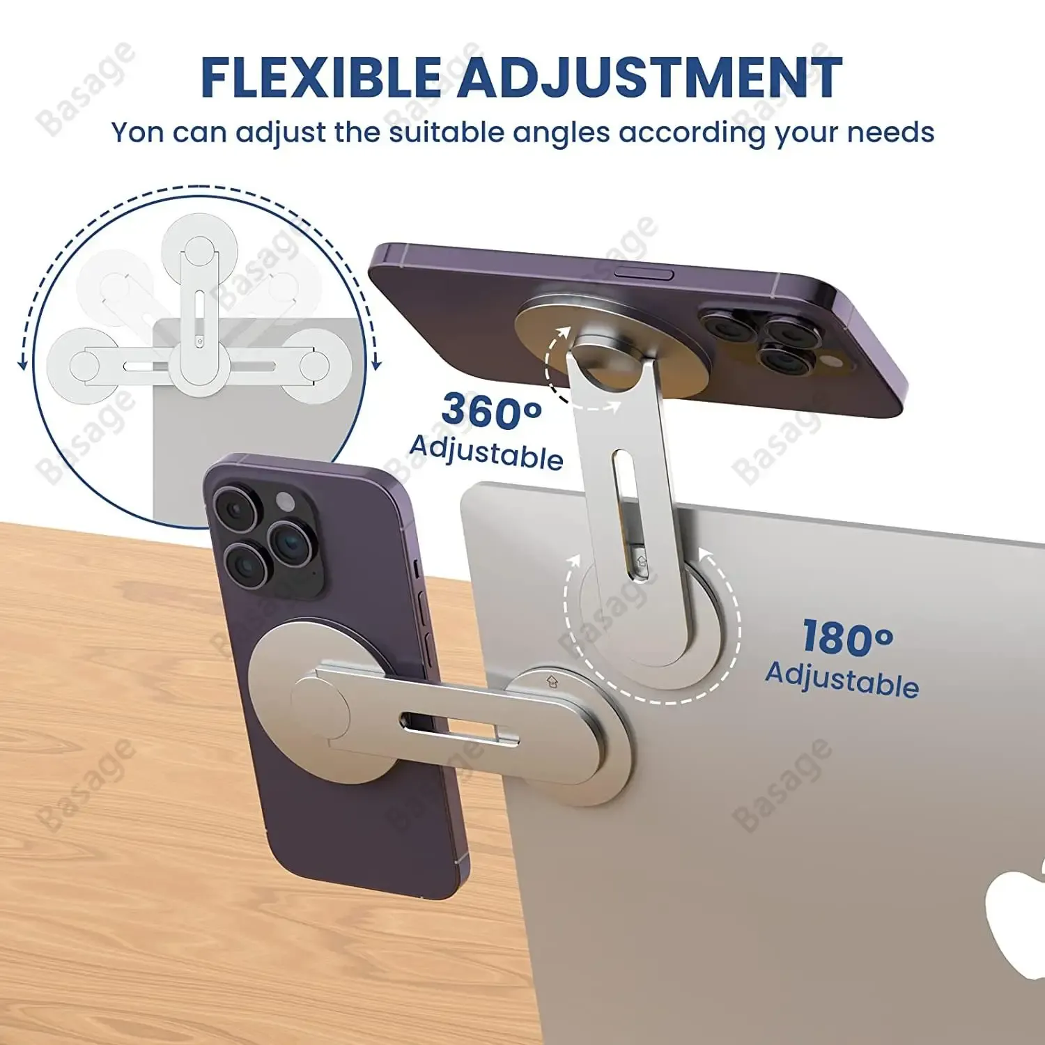 Support Continuity Flip pour iPhone et ordinateur portable, support magnétique pivotant à 180° pour ordinateurs portables et moniteurs, bras magnétique réglable 2