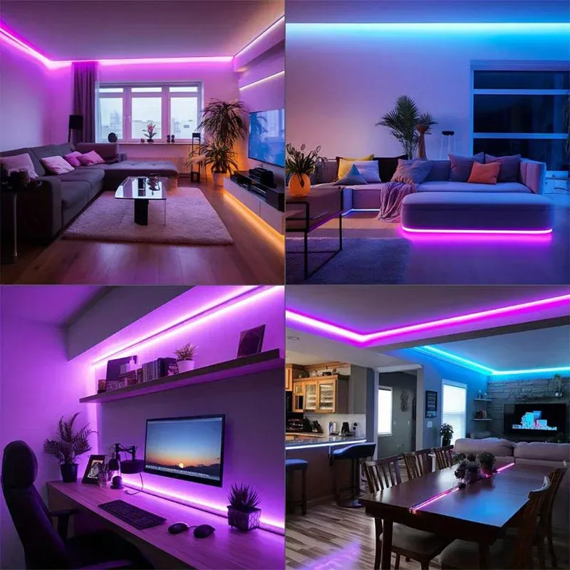 Ruban LED RGB flexible avec contrôle par application, pour décoration de chambre à coucher 6