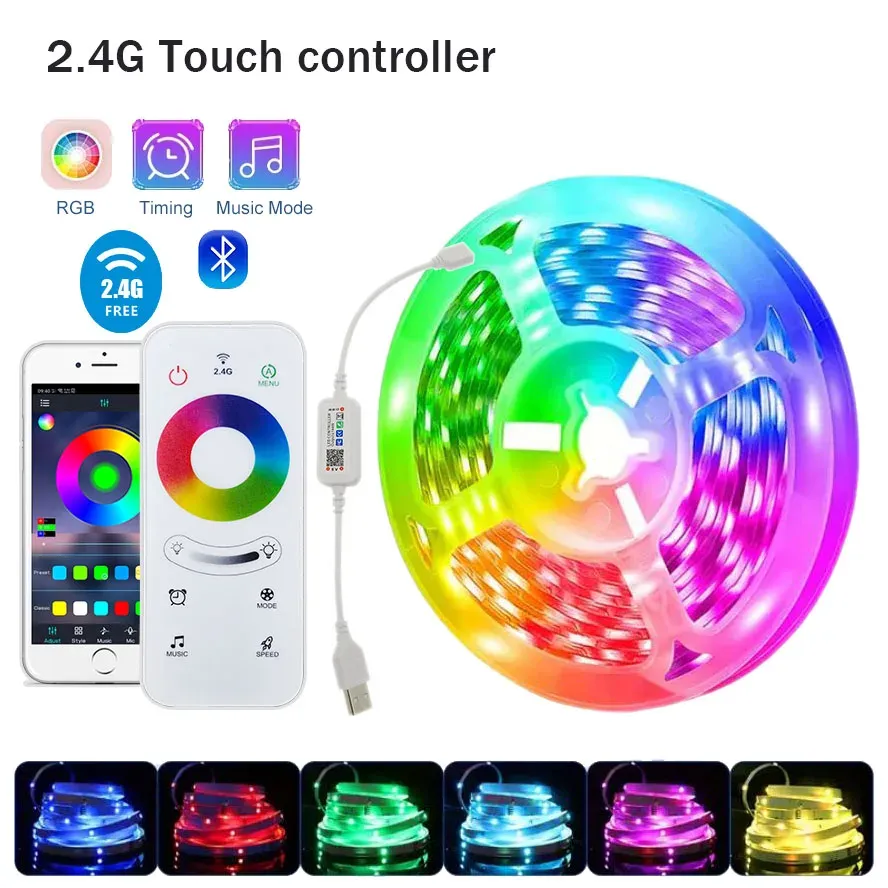 Ruban LED RGB flexible avec contrôle par application, pour décoration de chambre à coucher 7