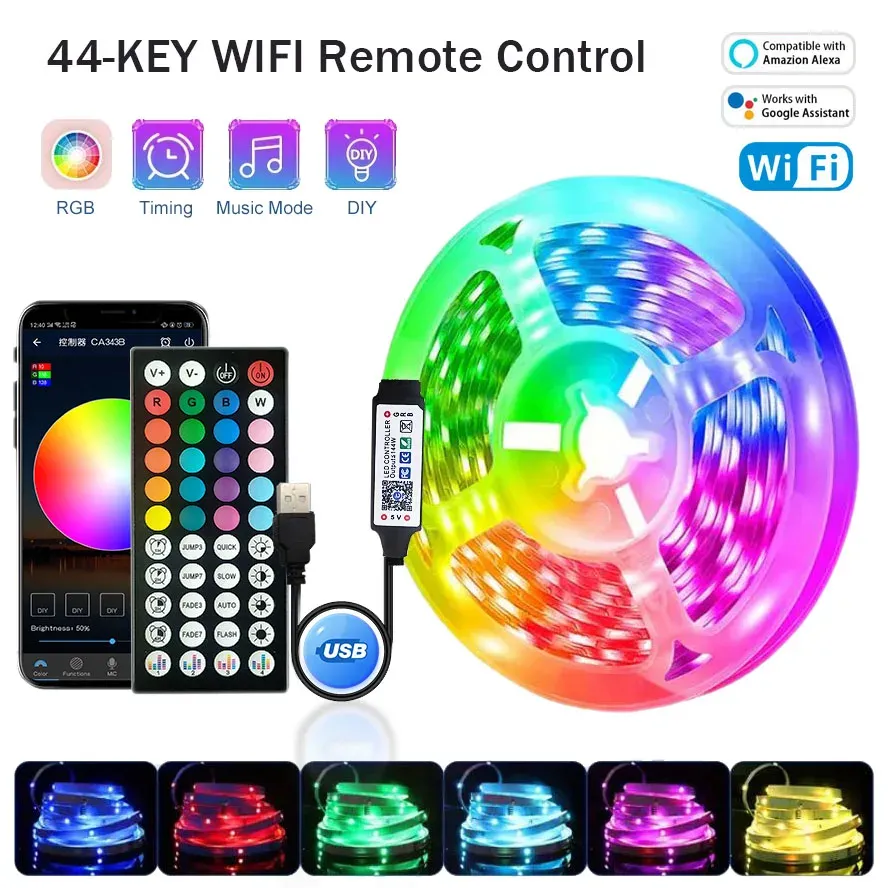 Ruban LED RGB flexible avec contrôle par application, pour décoration de chambre à coucher 9