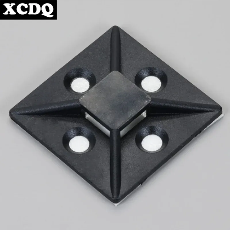 Lot de 100 porte-câbles auto-adhésifs en nylon PA66 à fermeture éclair, socle fixe, adhésif 3M 1600T à fort maintien 4