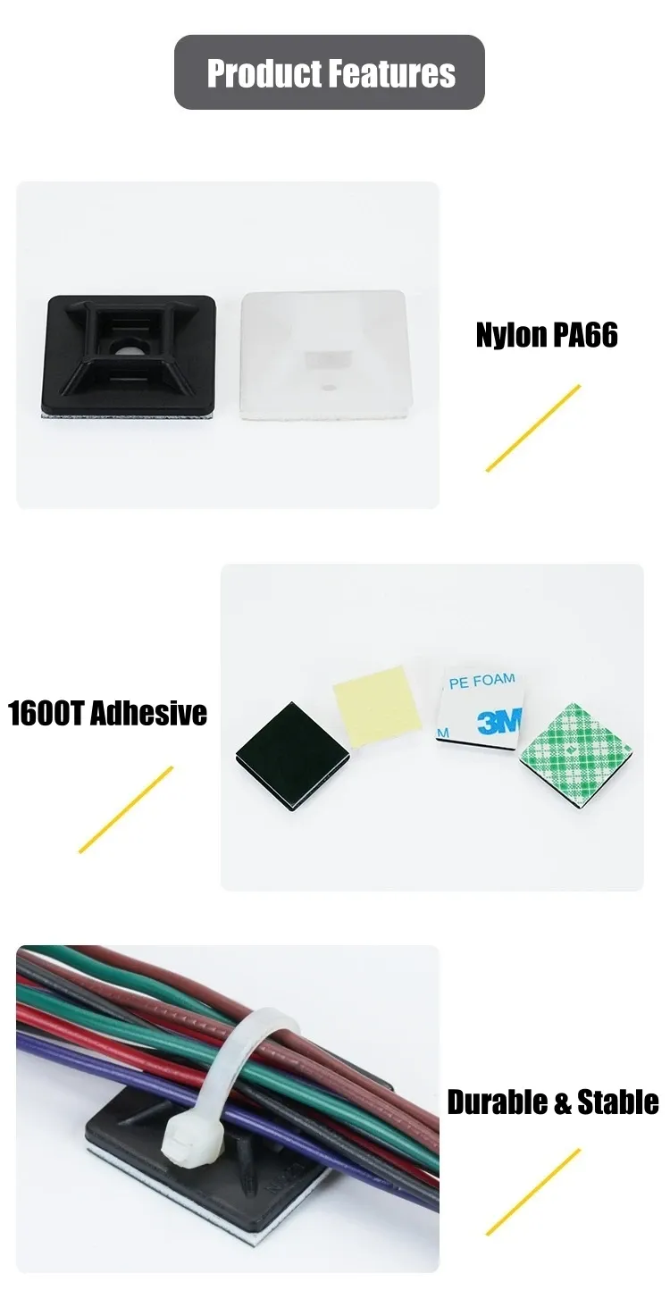 Attaches de câbles auto-adhésives en nylon PA66 Mise en situation