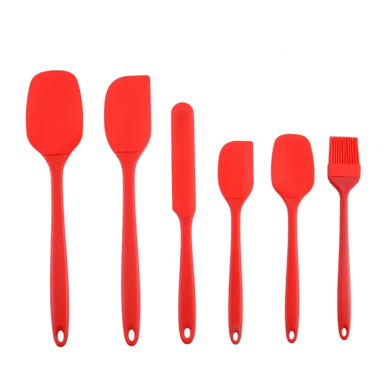 Ensemble d'ustensiles de cuisine en silicone 6 pièces : grattoir à crème, spatule, pinceau à huile, spatules de tailles variées et outil de pâtisserie 11