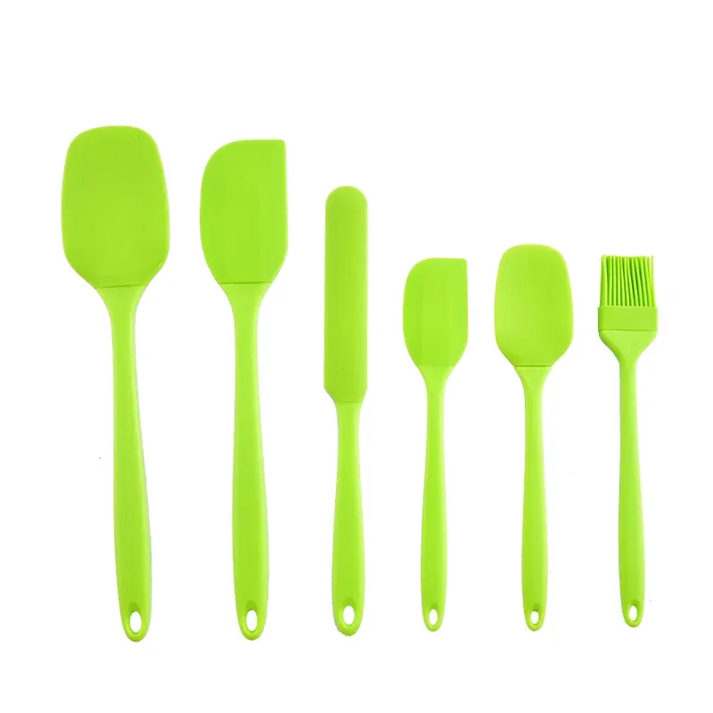 Ensemble d'ustensiles de cuisine en silicone 6 pièces : grattoir à crème, spatule, pinceau à huile, spatules de tailles variées et outil de pâtisserie 9
