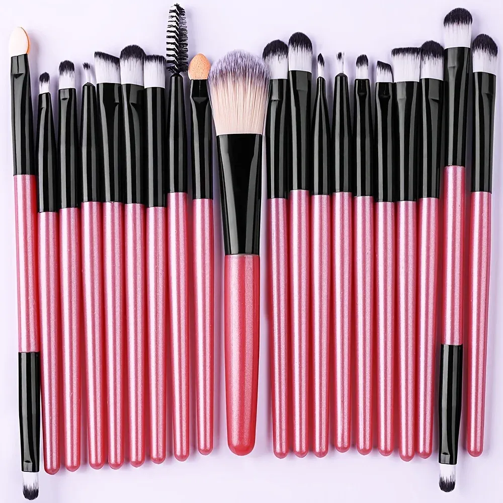 Ensemble de 20 pinceaux de maquillage doux pour les yeux, le visage et l'enluminage 34