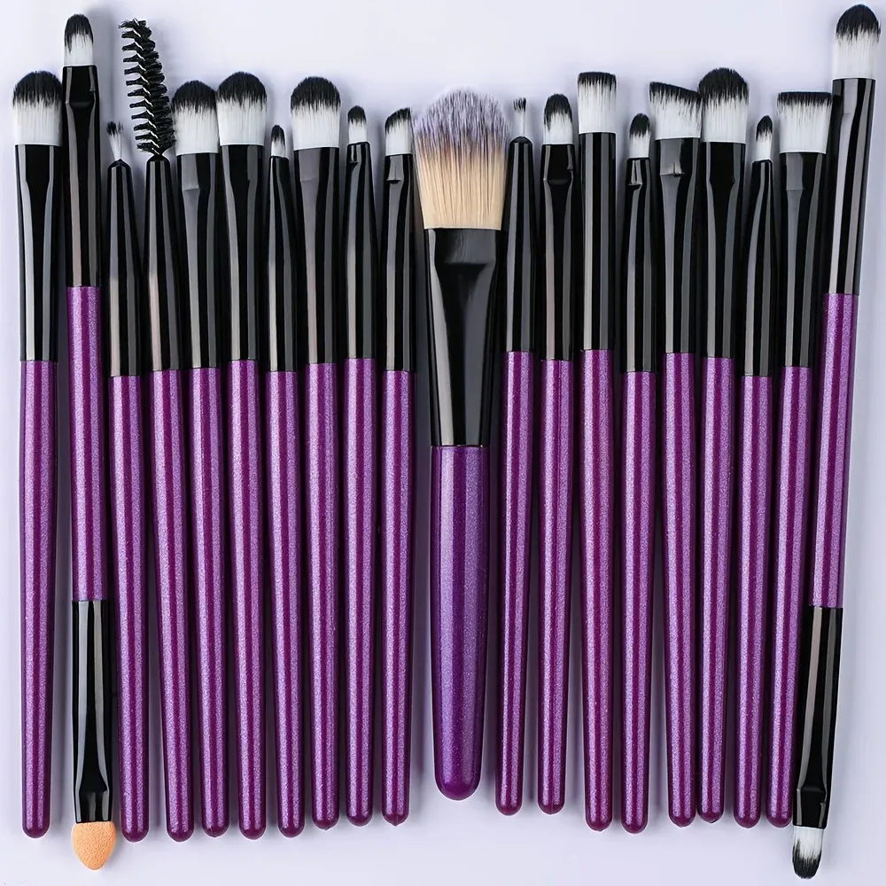 Ensemble de 20 pinceaux de maquillage doux pour les yeux, le visage et l'enluminage 33
