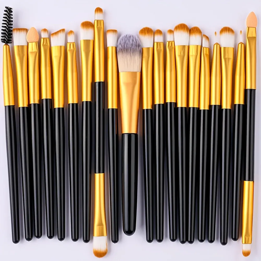 Ensemble de 20 pinceaux de maquillage doux pour les yeux, le visage et l'enluminage 18
