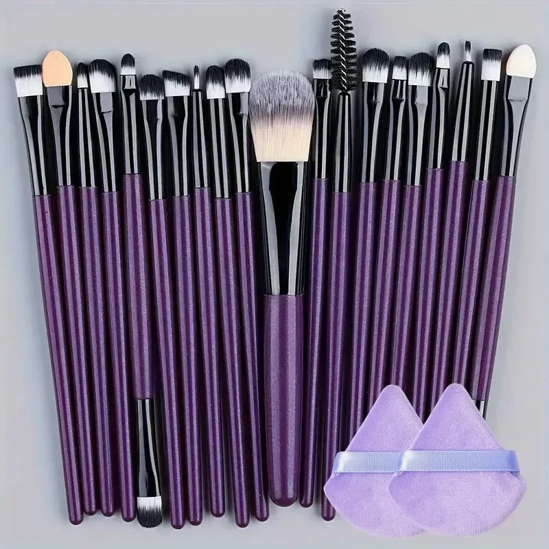 Ensemble de 20 pinceaux de maquillage doux pour les yeux, le visage et l'enluminage 11