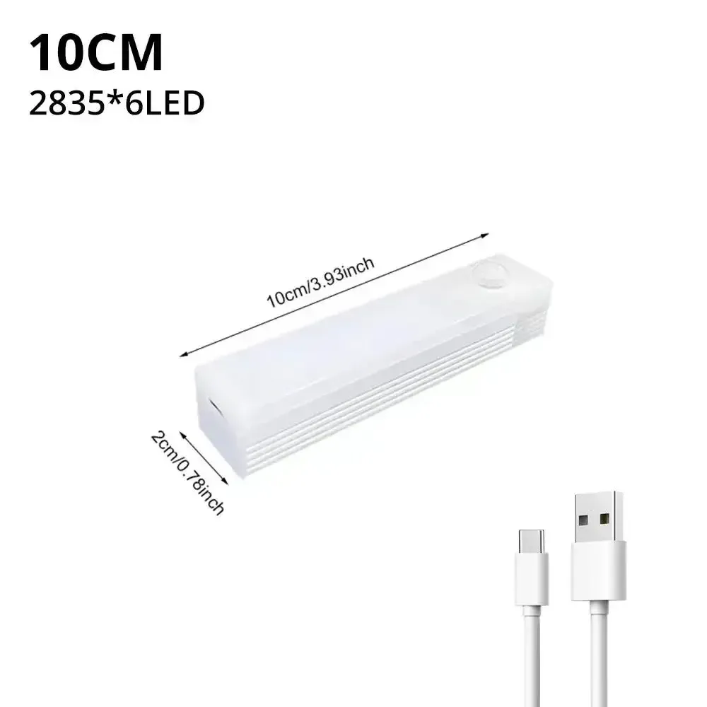 Veilleuse LED sans fil avec détecteur de mouvement, rechargeable par USB, lampe magnétique pour armoire, chambre, cuisine et couloir 7