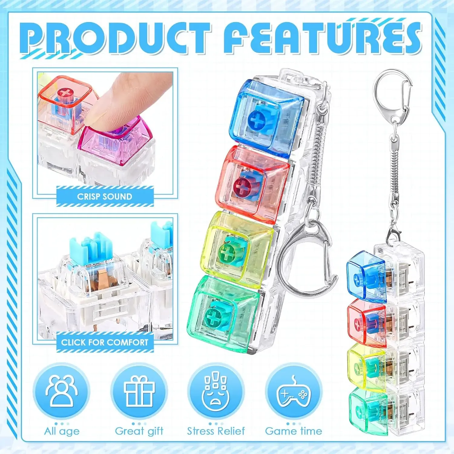 Porte-clés clicker anti-stress pour clavier mécanique
