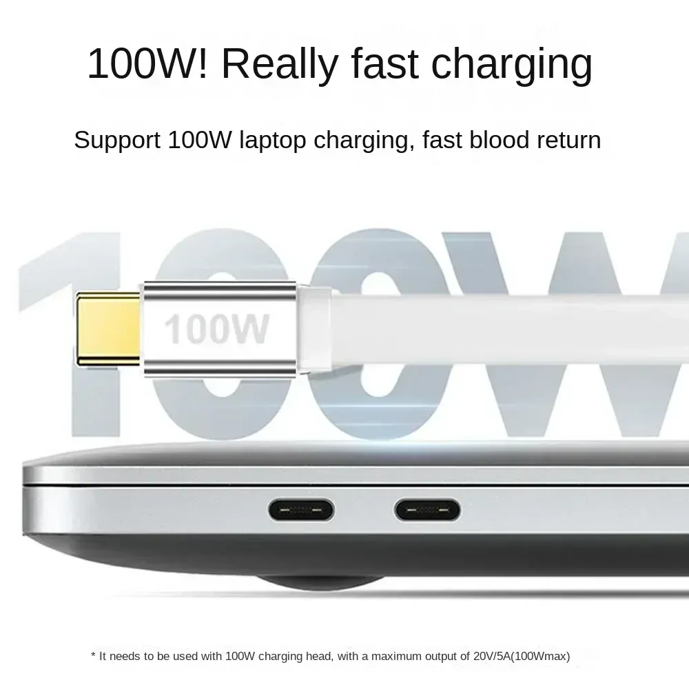 Câble de données rétractable USB-C PD 100W pour iPhone 15 Pro Max, MacBook, Samsung et iPad, charge rapide 4