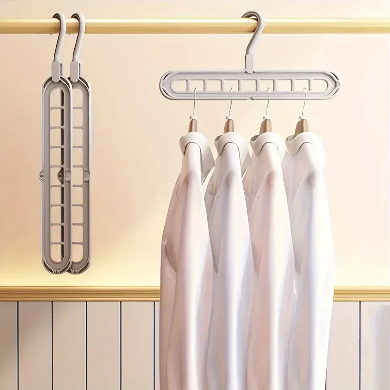 Lot de 3 cintres pliables en plastique à 9 trous, robustes et peu encombrants, pour chambre, placard, garde-robe et dortoir 4