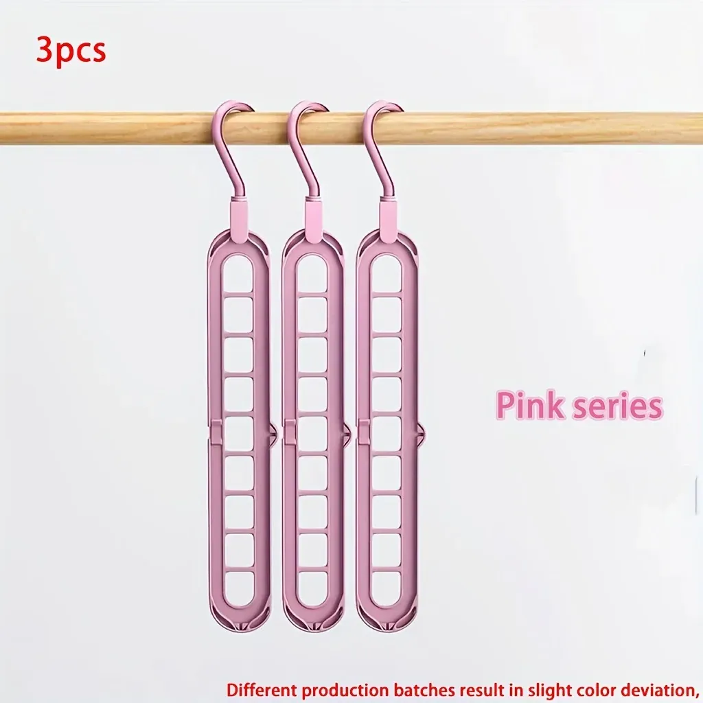 Lot de 3 cintres pliables en plastique à 9 trous, robustes et peu encombrants, pour chambre, placard, garde-robe et dortoir 7