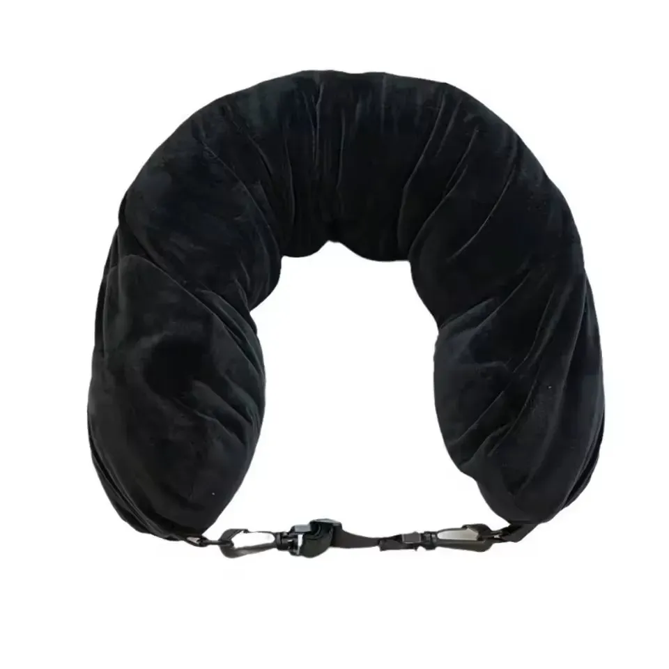 Oreiller de voyage à support de nuque réglable en polyester, avec pochette de rangement, confortable et léger 5