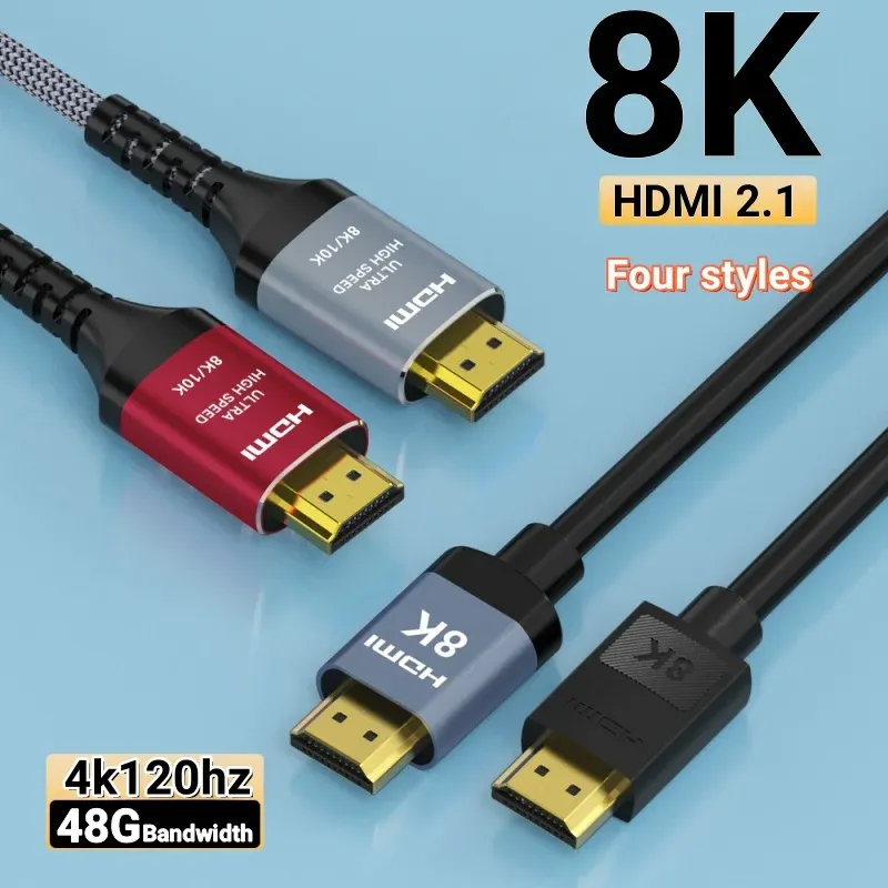 MIZIQIER Câble HDMI 2.1 long 8K tressé, ultra haute vitesse 48 Gbps, 4K@120Hz et 8K@60Hz, compatible Roku TV, PS5, PS4, HDTV et RTX 3080/3090