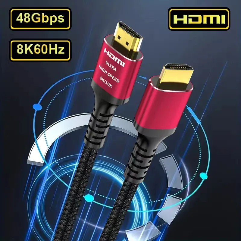 MIZIQIER Câble HDMI 2.1 long 8K tressé, ultra haute vitesse 48 Gbps, 4K@120Hz et 8K@60Hz, compatible Roku TV, PS5, PS4, HDTV et RTX 3080/3090 7