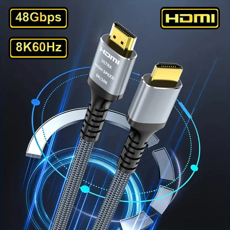 MIZIQIER Câble HDMI 2.1 long 8K tressé, ultra haute vitesse 48 Gbps, 4K@120Hz et 8K@60Hz, compatible Roku TV, PS5, PS4, HDTV et RTX 3080/3090 8