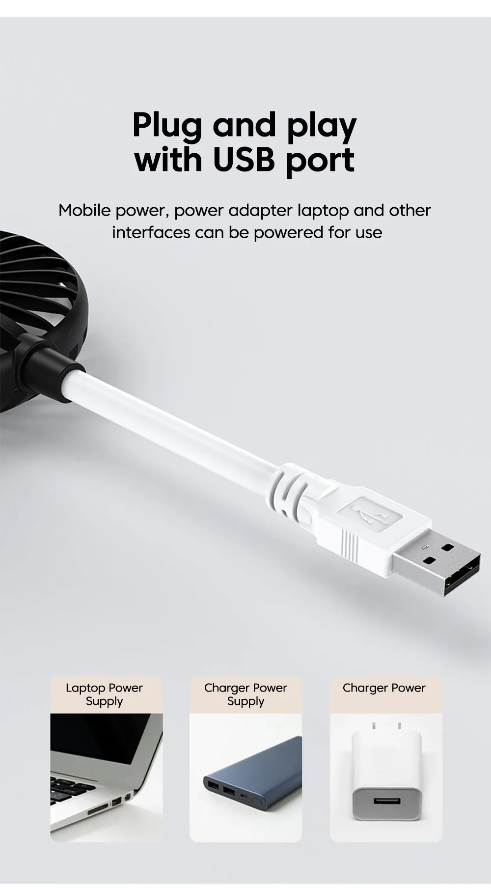 Ventilateur USB portable silencieux compact