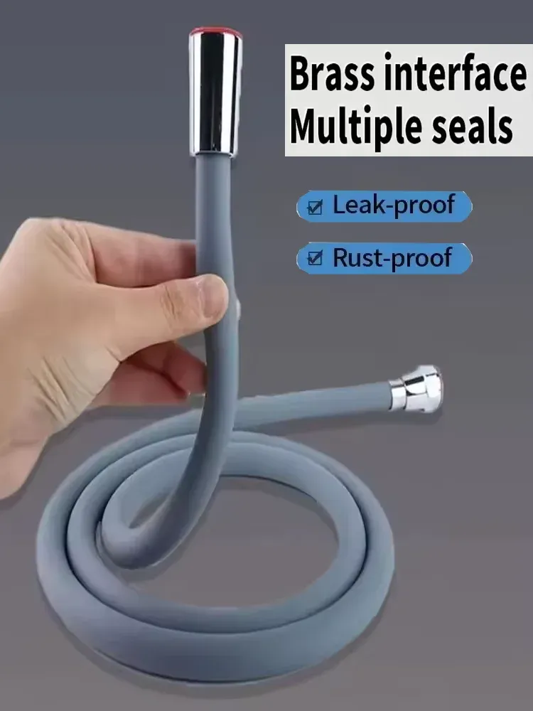 Tuyau de douche en silicone 1,5 / 2 / 3 m, anti-torsion, haute pression, flexible et résistant, compatible avec tous les accessoires de salle de bain - Image 1