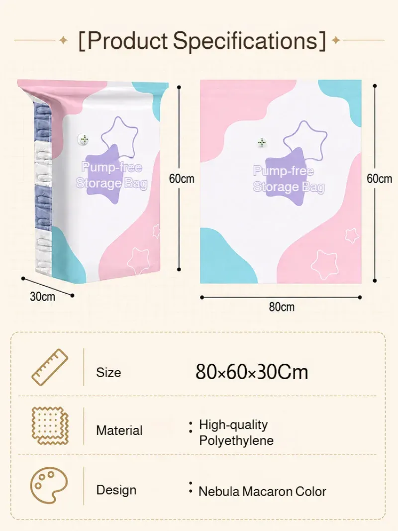 Sacs de rangement sous vide sans pompe, épais, format cube, à double fermeture éclair, pour couettes, doudounes et déménagement 4