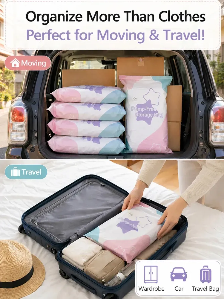 Sac de rangement sous vide cube, utilisation quotidienne