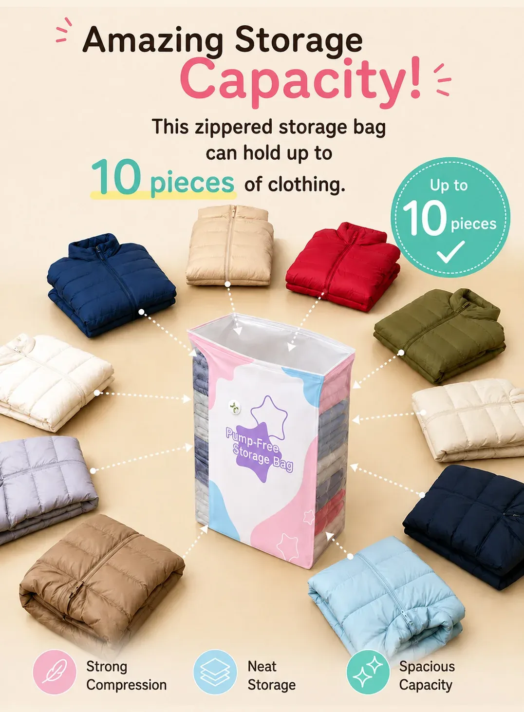 Sac de rangement sous vide cube, rangement