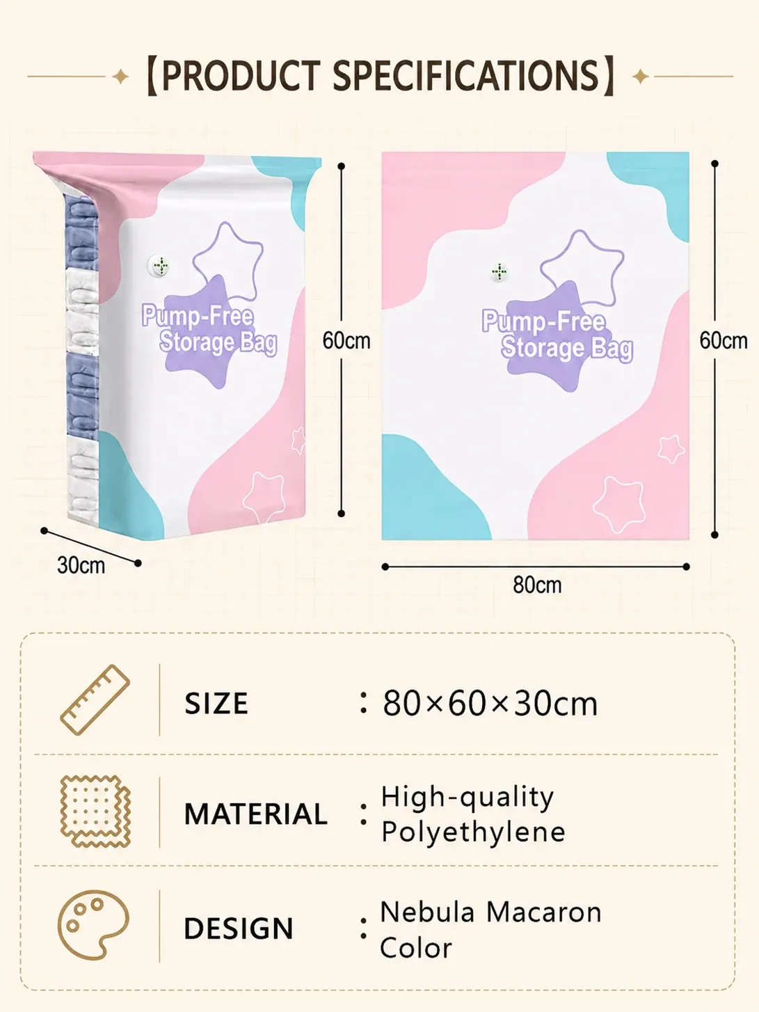 Sac de rangement sous vide cube, vue finale