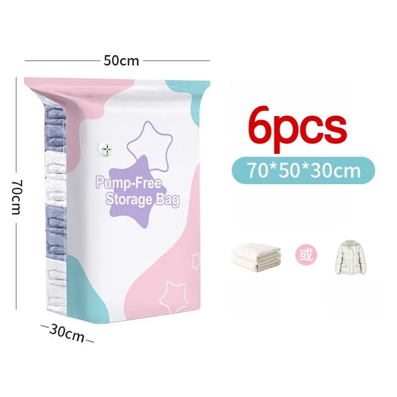 Sacs de rangement sous vide sans pompe, épais, format cube, à double fermeture éclair, pour couettes, doudounes et déménagement 8