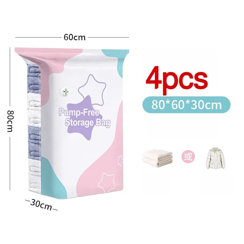 Sacs de rangement sous vide sans pompe, épais, format cube, à double fermeture éclair, pour couettes, doudounes et déménagement 7