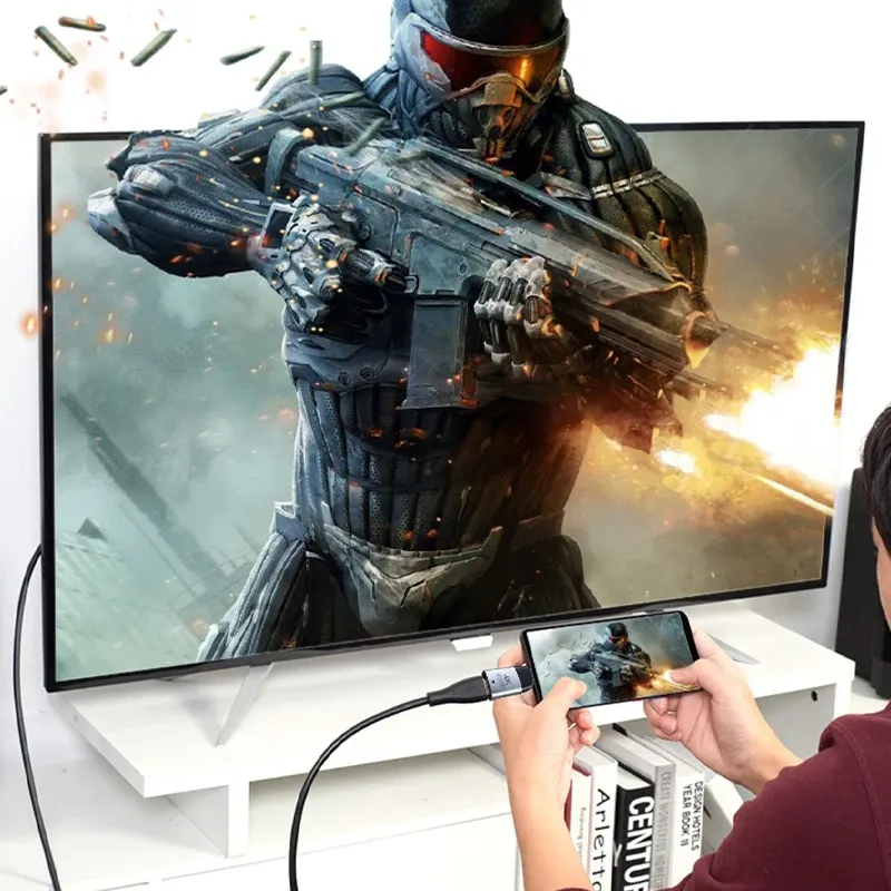 Détail du connecteur USB-C et de la sortie vidéo