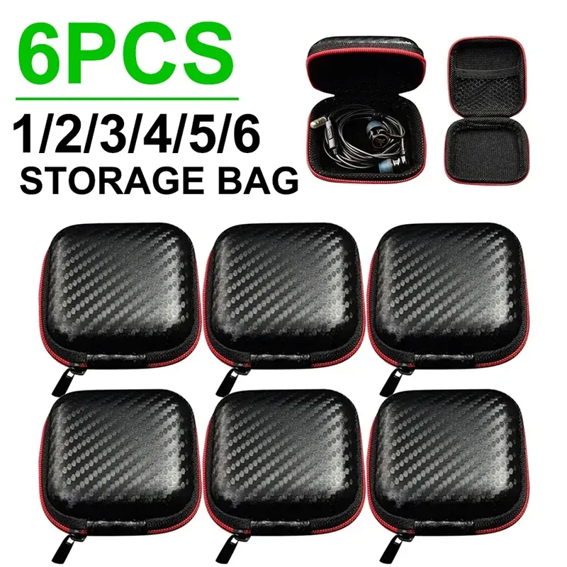 Étui de rangement EVA pour écouteurs, lot de 2, 4 ou 6 pièces, pochette de voyage zippée pour câbles USB et casques - Image 1
