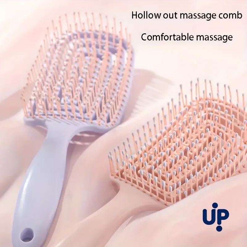 Peigne de massage volumisant et démêlant pour cheveux à design évidé, outil de coiffure pour perruques en cheveux naturels 3