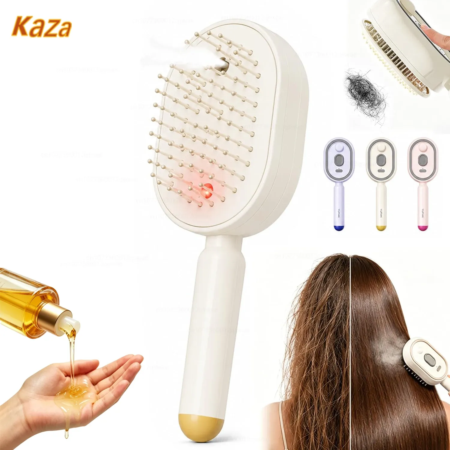 Brosse à cheveux électrique rechargeable à pulvérisation d'eau, antistatique, anti-frisottis, brosse massante à vapeur 1