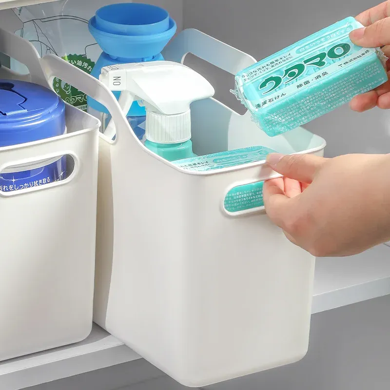 Organisateur sous évier, lot de 2 ou 3, organisateurs de placards de cuisine et de salle de bain, bac de rangement, paniers organisateurs polyvalents en plastique 2