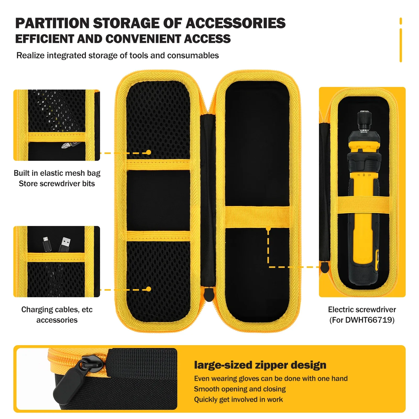 Étui de rangement rigide pour tournevis sans fil DEWALT (DWHT66719), coque en EVA pour chantier et atelier 4